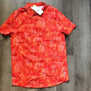 NWT boys light button down orange tee shirt large size 12-14
